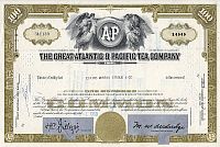 A&P (Atlantic & Pacific Tea Company) 1968 100 Share Stock Certificate